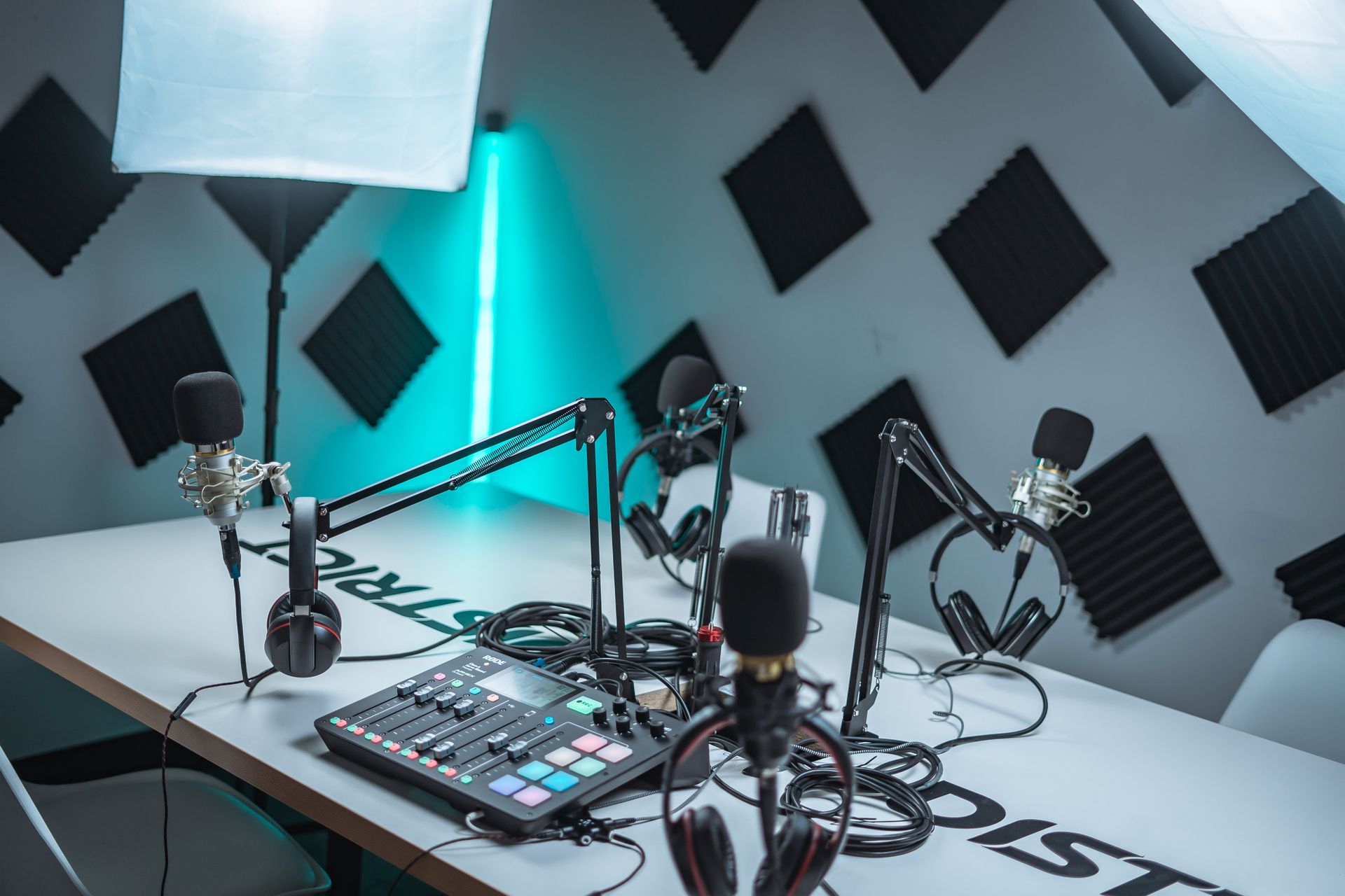 Multi-microphone podcast recording setup